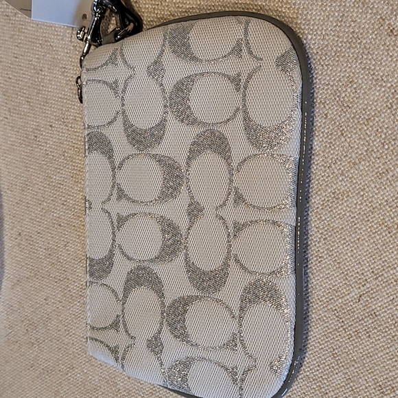 NWT white and silver Coach wristlet - Picture 3 of 5